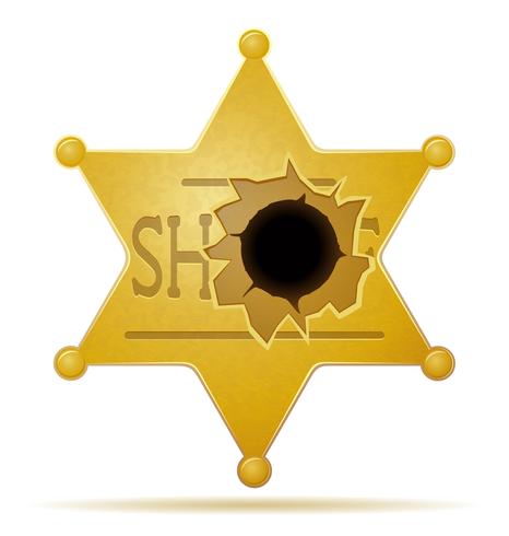 sheriff star with a bullet hole vector illustration