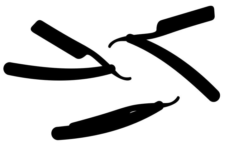 set icons straight razor black silhouette vector illustration