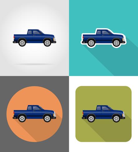 car pickup flat icons vector illustration