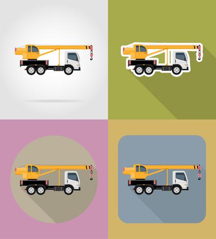 Camión grúa para la construcción de iconos planos vector illustration