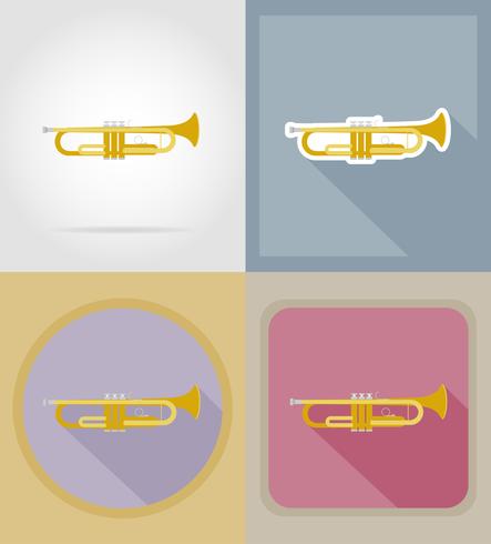 iconos planos trompeta vector illustration