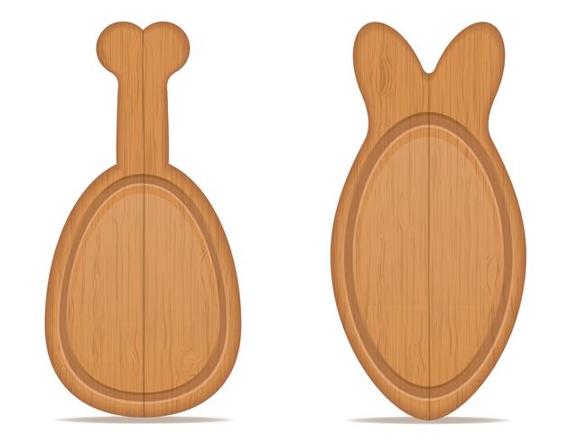 wooden cutting board in the form of chicken legs and fish vector illustration