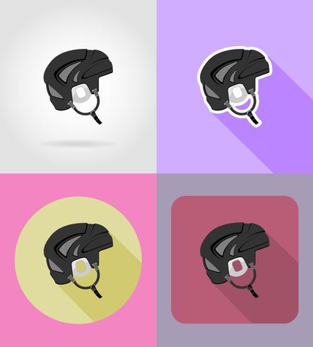 Iconos planos de hockey casco ilustración vectorial vector