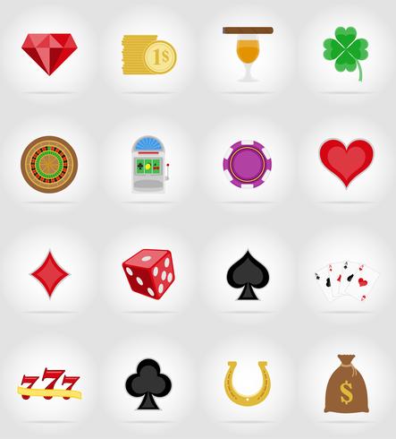 casino objects and equipment flat icons vector illustration