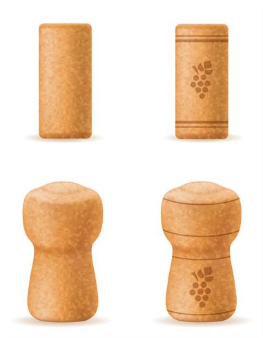 corkwood cork for wine and champagne bottle vector illustration