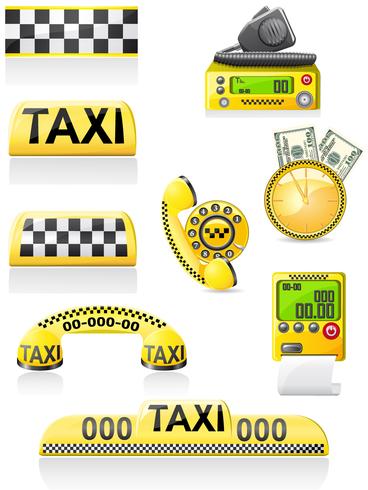 Los iconos son símbolos de taxi. vector