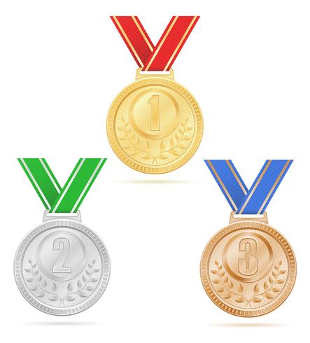 Medalla ganadora deporte oro plata bronce stock vector ilustración