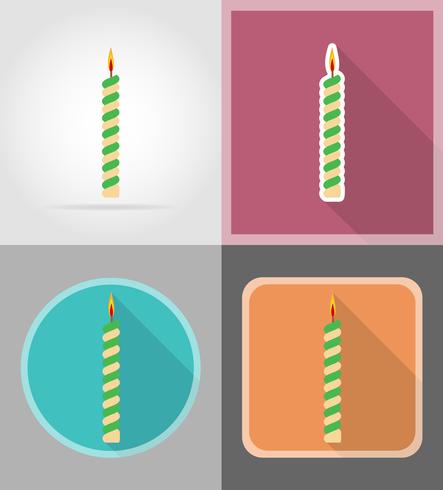 candles for the birthday cake flat icons vector illustration