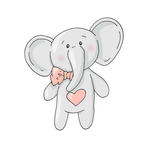 Elefante encantador de la muchacha de la historieta linda. vector