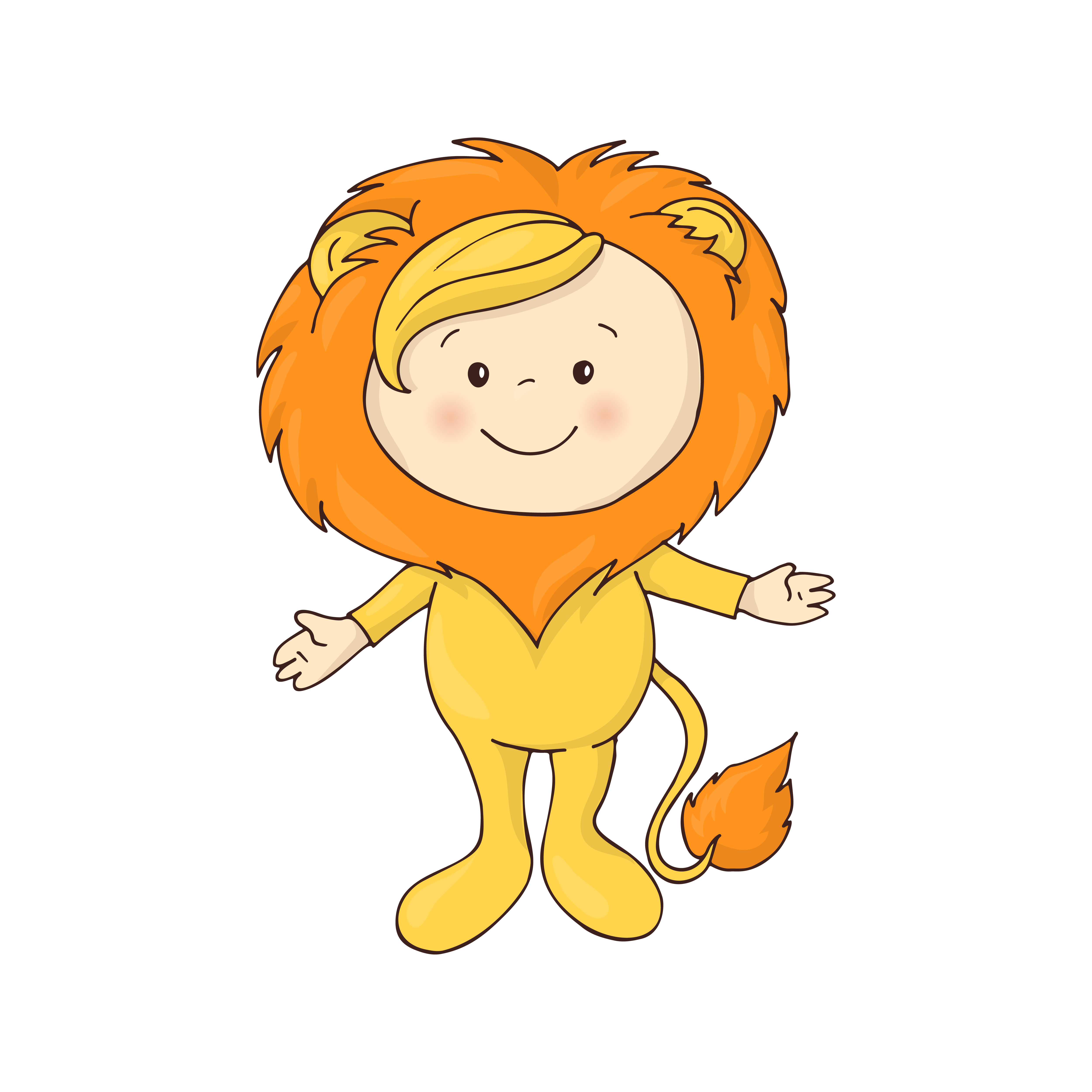 illustration of cute baby in a lion fancy dress costume vector on white  background 490141 Vector Art at Vecteezy