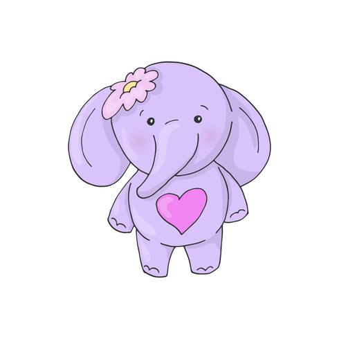 Elefante encantador de la muchacha de la historieta linda. vector