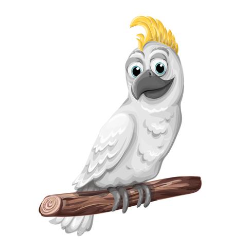 Cockatoo alba bird. Parrot character. Symbol of Australia. vector