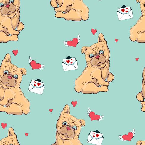 seamless pattern with dogs, childish pattern with dogs, vector textile fabric print, wrapping paper.