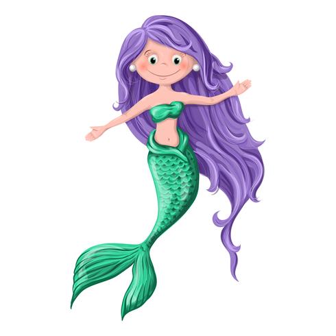 Sirena de dibujos animados lindo. vector