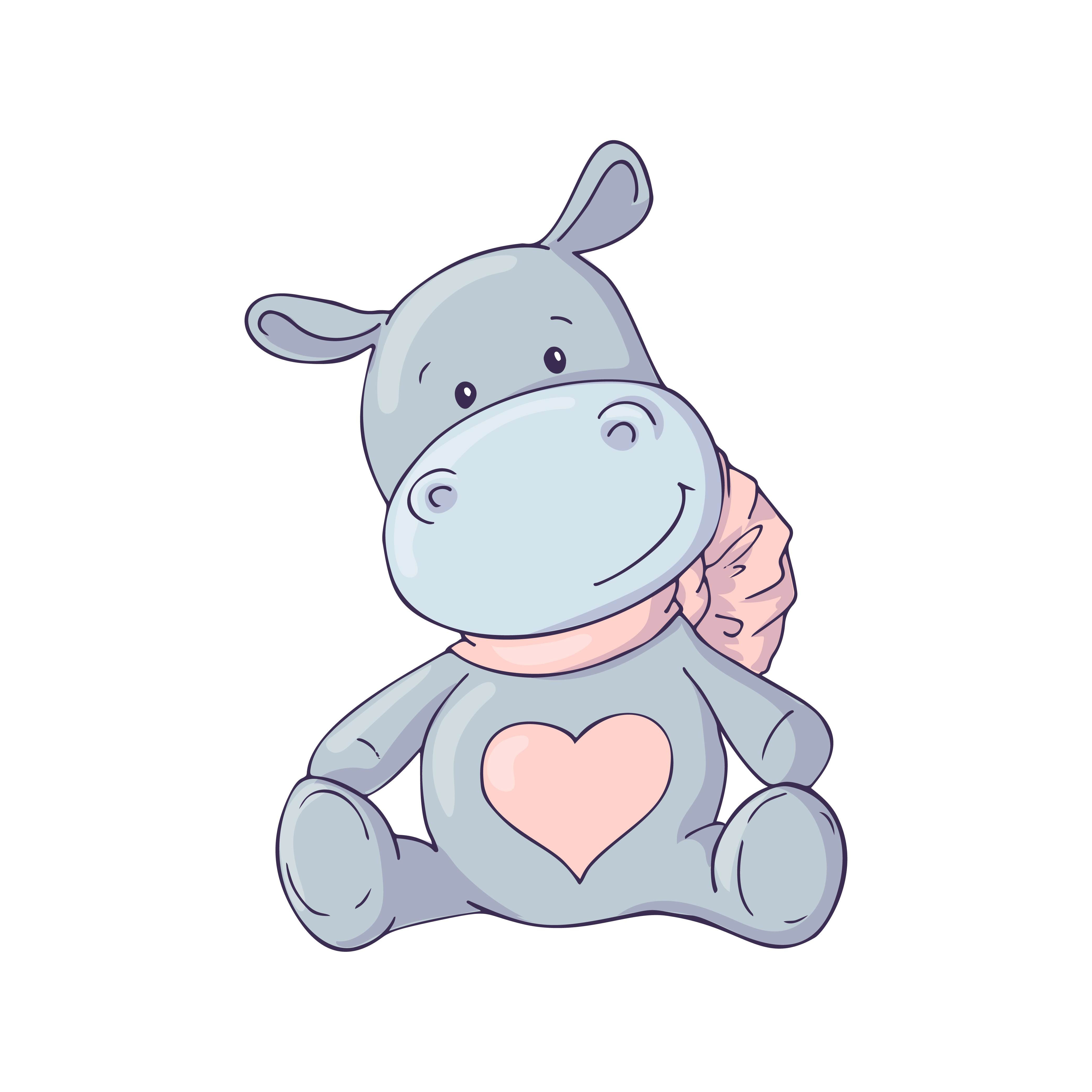 Download Cute Hippo. Illustrations for children. Baby Shower card ...