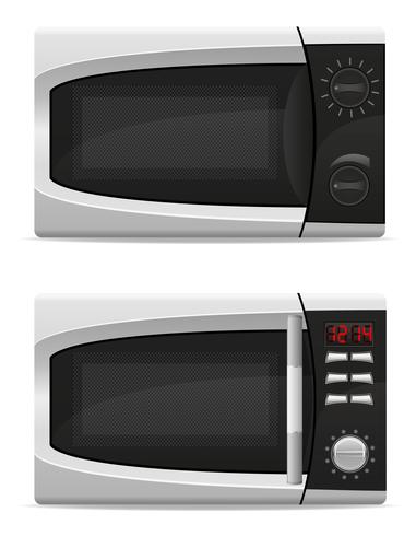 Horno de microondas con ilustración vectorial mecánica y electrónicamente controlada. vector