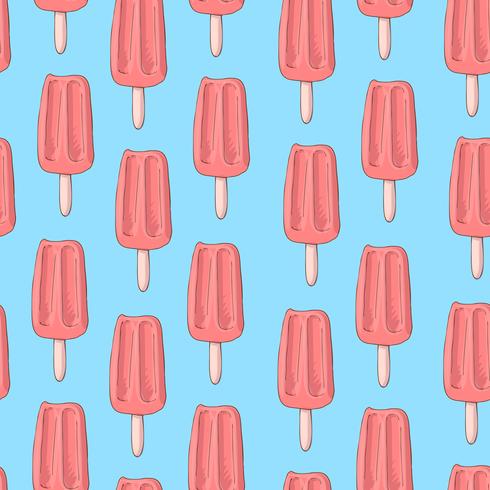 Seamless pattern with popsicle ice cream and a horn in the style of doodle. Hand drawing. vector
