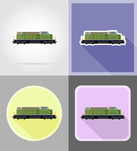 ferrocarril locomotora tren iconos planos vector illustration