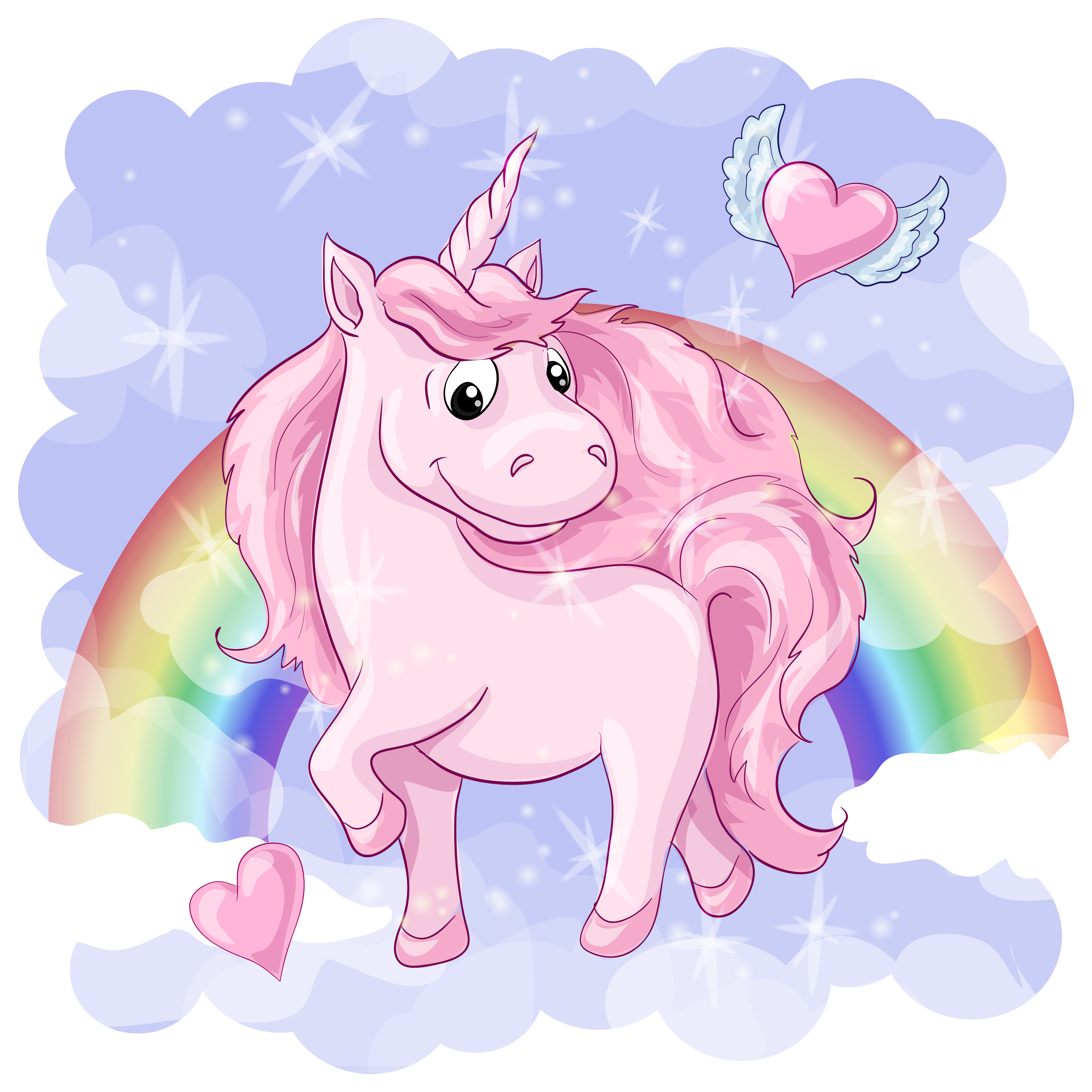 Download Fantastic postcard with Unicorn, rainbow and hearts with ...