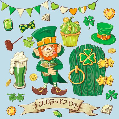 Set of leprechaun characters poses , eps10 vector format