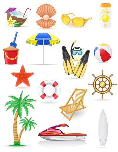 conjunto de iconos de playa vector illustration