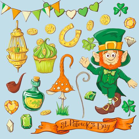 Set of leprechaun characters poses , eps10 vector format