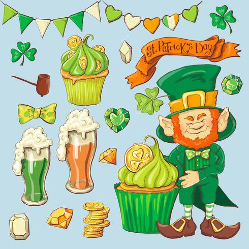 Set of leprechaun characters poses , eps10 vector format