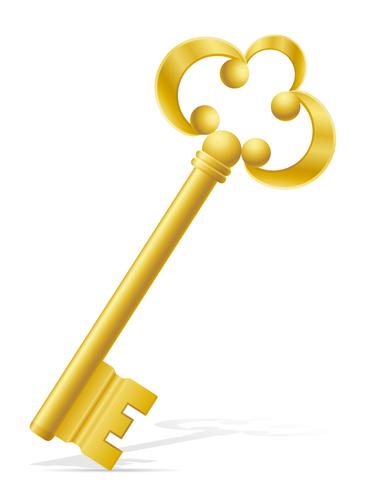 old retro key door lock vector illustration