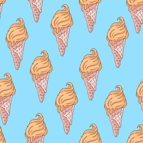 Seamless pattern with popsicle ice cream and a horn in the style of doodle. Hand drawing. vector