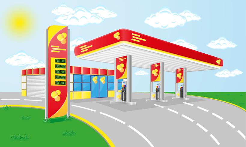 car petrol station vector