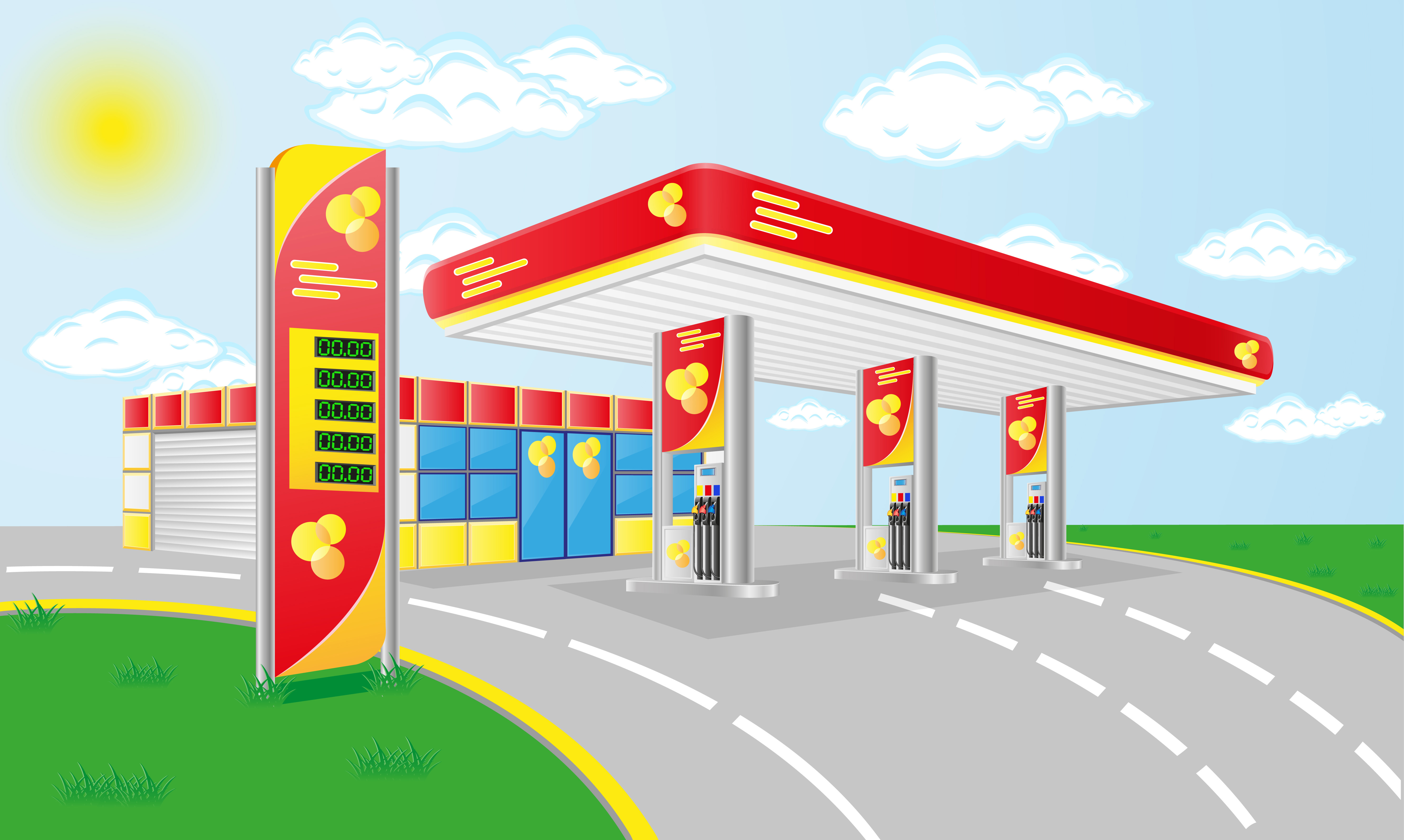 car petrol station 490593 Vector Art at Vecteezy