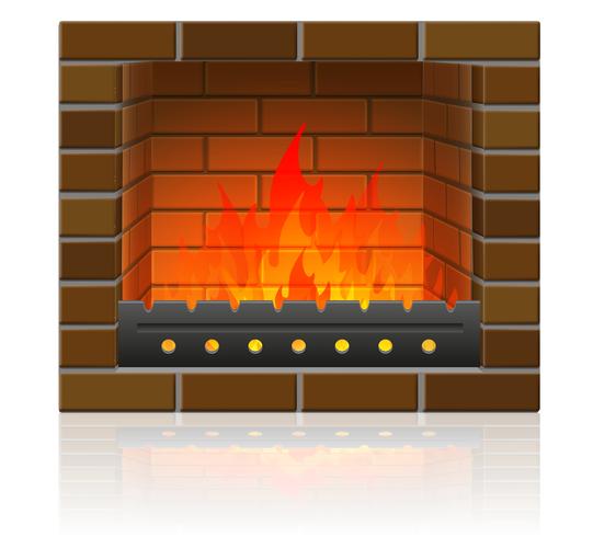 fuego ardiente en la ilustración de vector de chimenea