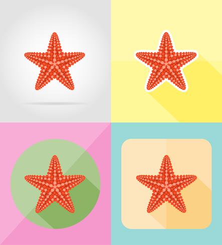 Iconos de estrellas de mar plana ilustración vectorial vector