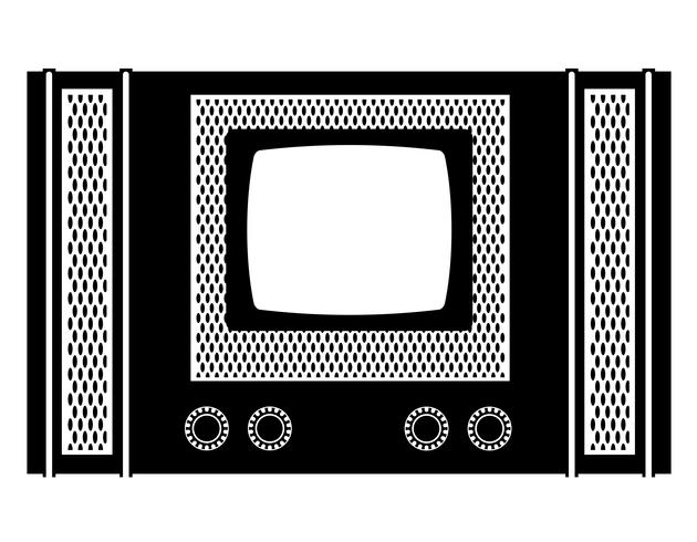 TV viejo retro vintage icono stock vector ilustración negro contorno silueta