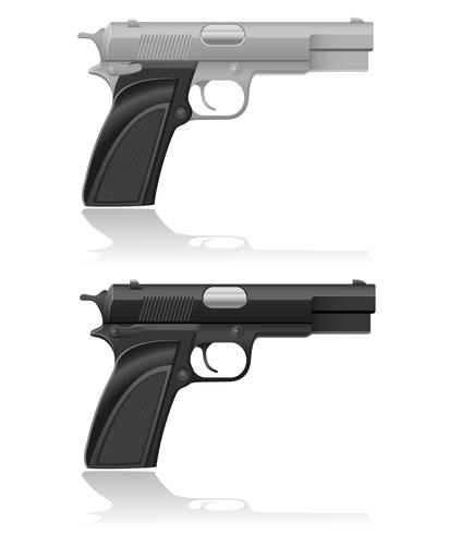 Ilustración de vector de pistola automática de plata y negro