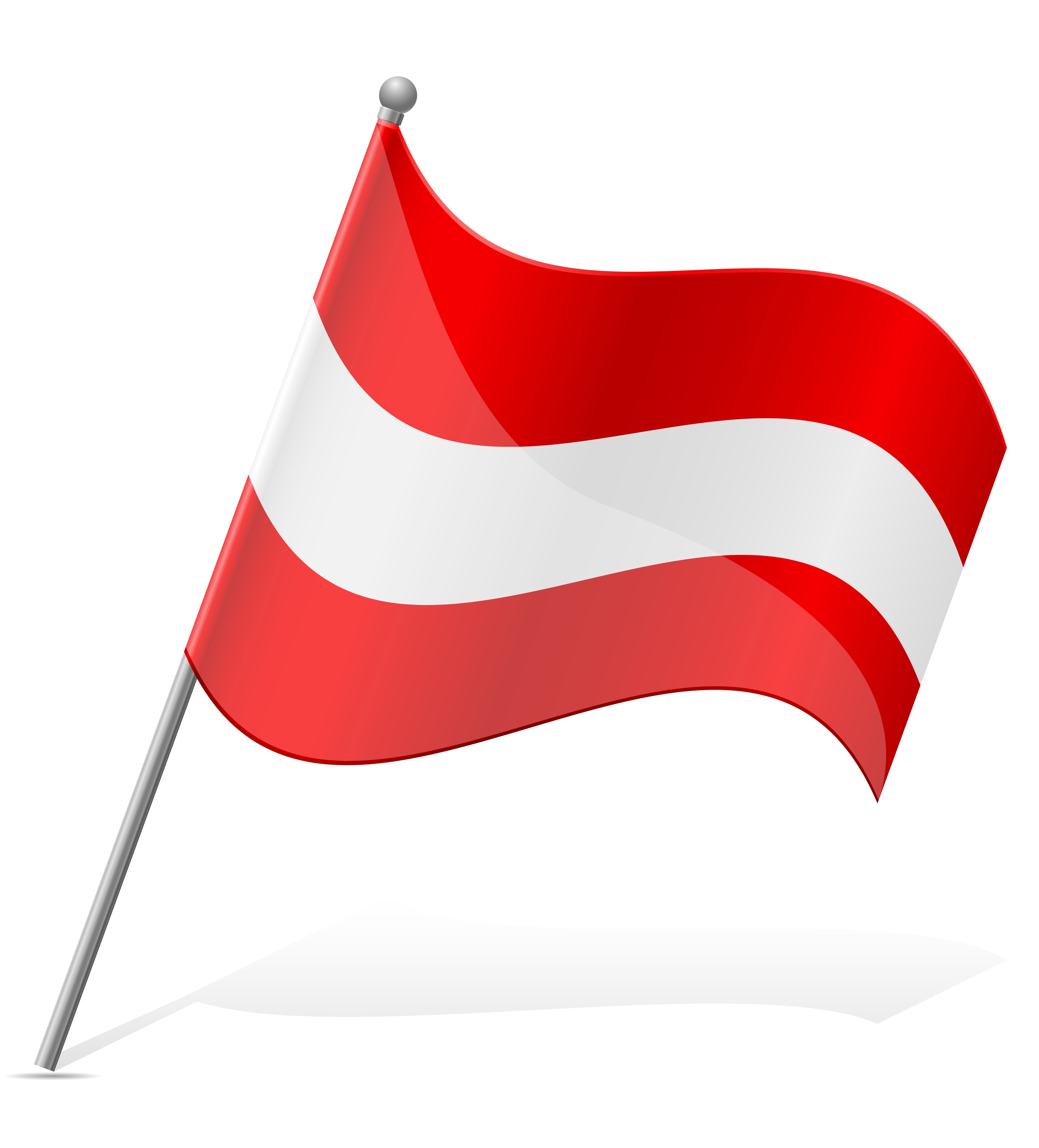 Premium Vector  Flag of the country austria. flag on the flagpole. vector  illustration