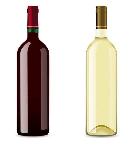 Botella de vino tinto y blanco. vector