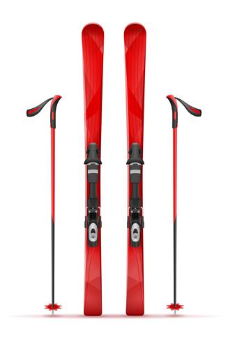 mountain ski and stick vector illustration