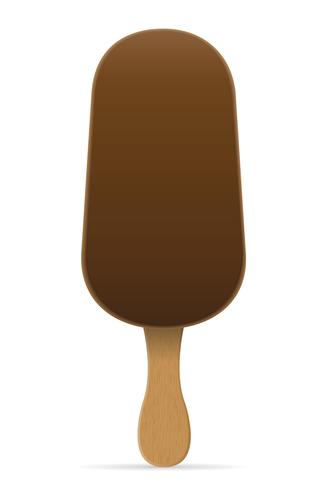 ice cream with chocolate glaze on stick vector illustration