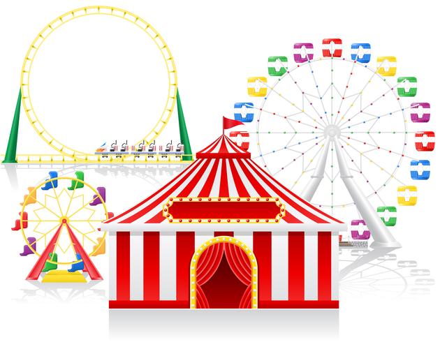 Carpa de circo y atracciones vector illustration