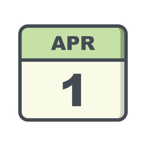 April 1st Date on a Single Day Calendar vector