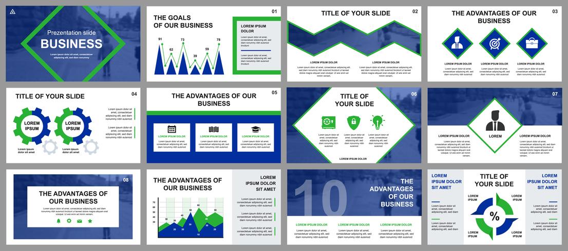 Business presentation slides templates from infographic elements. Can be used for presentation template, flyer and leaflet, brochure, corporate report, marketing, advertising, annual report, banner. vector