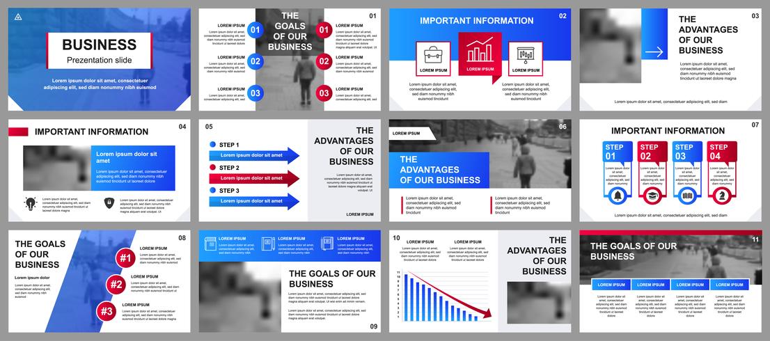 Business presentation slides templates from infographic elements. Can be used for presentation template, flyer and leaflet, brochure, corporate report, marketing, advertising, annual report, banner. vector