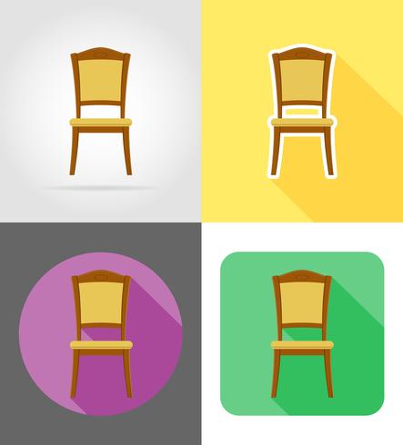 silla muebles conjunto de iconos planos vector illustration