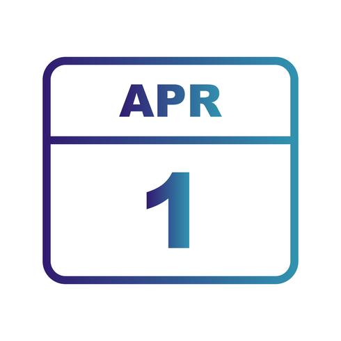 April 1st Date on a Single Day Calendar vector