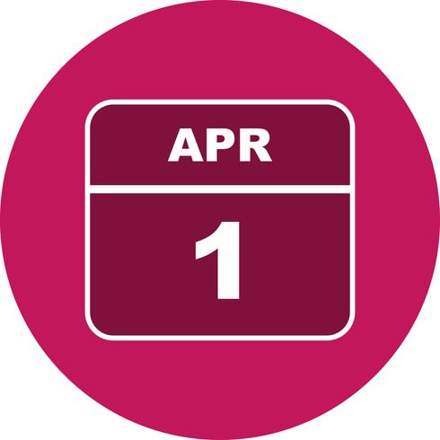 1 de abril Fecha en un calendario de un solo día vector