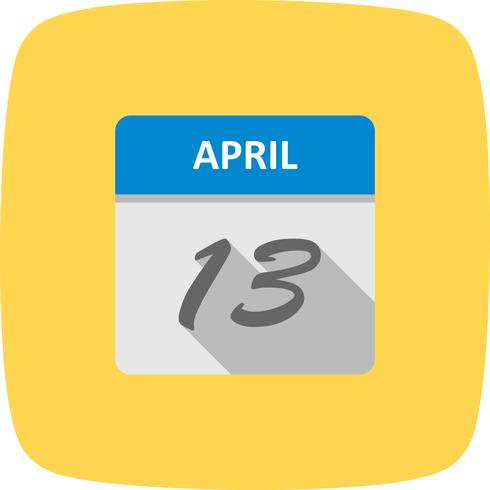 13 de abril Fecha en un calendario de un solo día vector