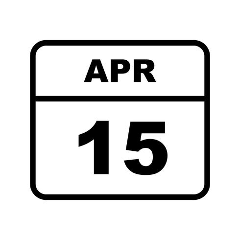 April 15th Date on a Single Day Calendar vector