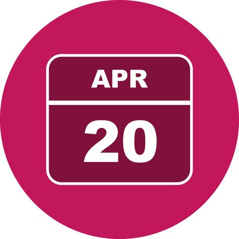 20 de abril Fecha en un calendario de un solo día vector