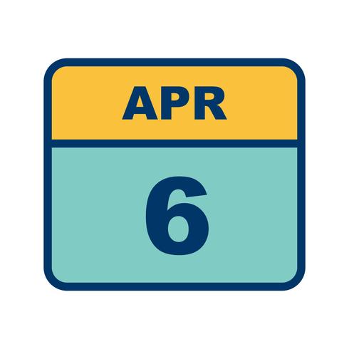 April 6th Date on a Single Day Calendar vector